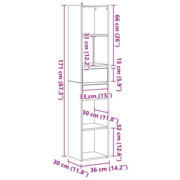 Bücherregal Altholz-Optik 36x30x171 cm Holzwerkstoff