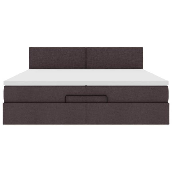 Ottoman-Bett mit Matratze Dunkelbraun 200x200 cm Stoff