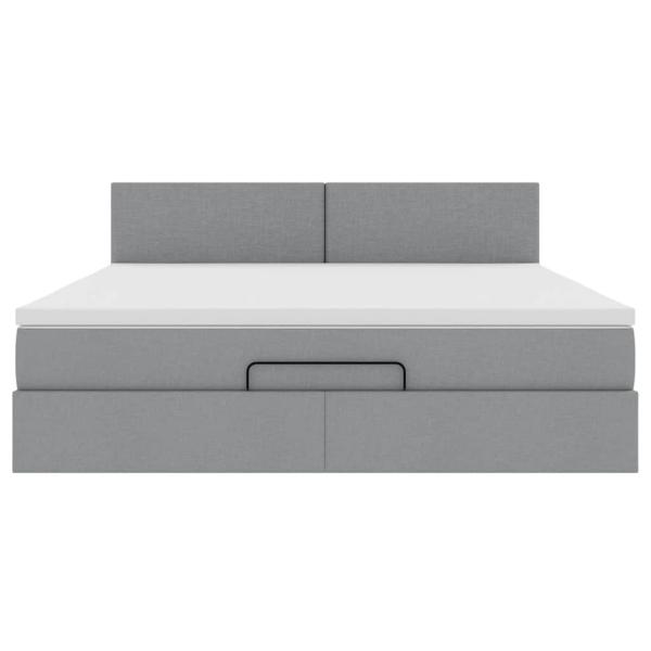 Ottoman-Bett mit Matratze Hellgrau 180x200 cm Stoff