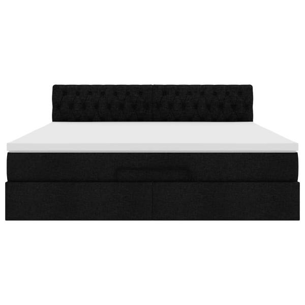 Ottoman-Bett mit Matratze Schwarz 180x200 cm Stoff