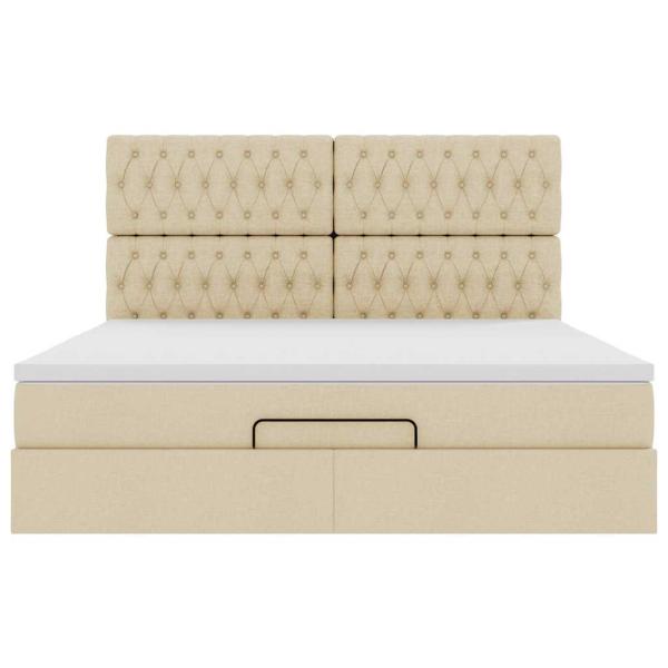 Ottoman-Bett mit Matratze Creme 160x200 cm Stoff