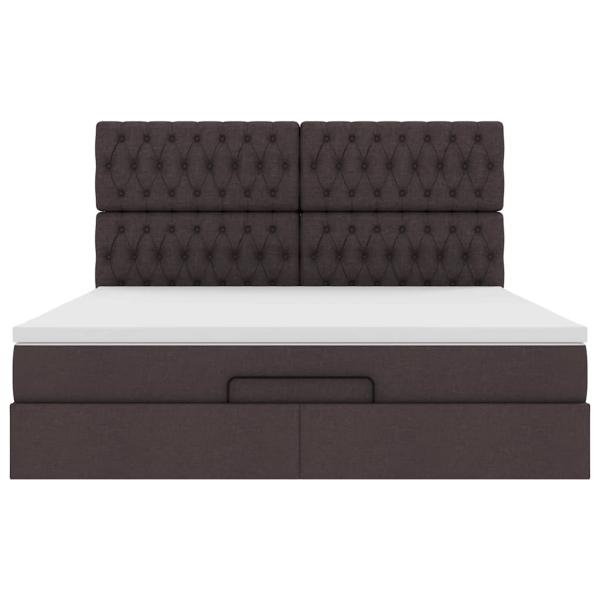 Ottoman-Bett mit Matratze Dunkelbraun 180x200 cm Stoff