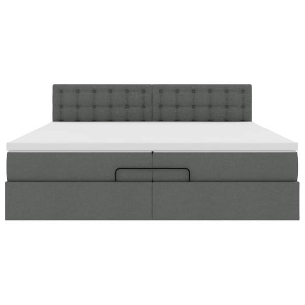 Ottoman-Bett mit Matratze Dunkelgrau 200x200 cm Stoff
