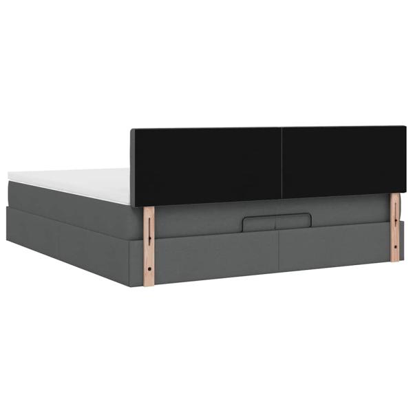 Ottoman-Bett mit Matratze Dunkelgrau 200x200 cm Stoff