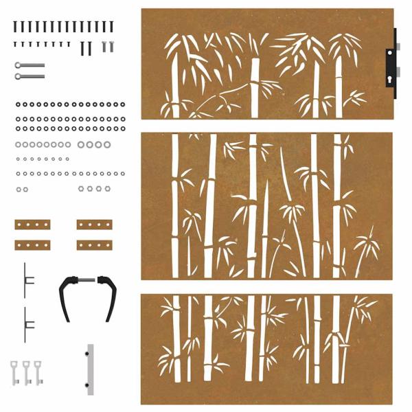 Gartentor 85x150 cm Cortenstahl Bambus-Design