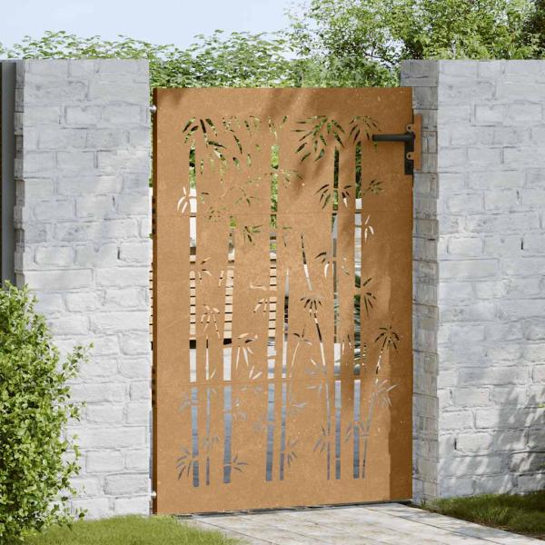 Gartentor 85x150 cm Cortenstahl Bambus-Design