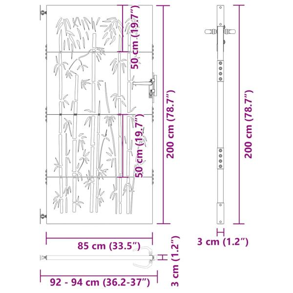 Gartentor 85x200 cm Cortenstahl Bambus-Design