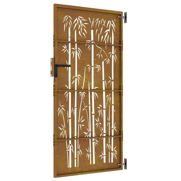Gartentor 85x200 cm Cortenstahl Bambus-Design