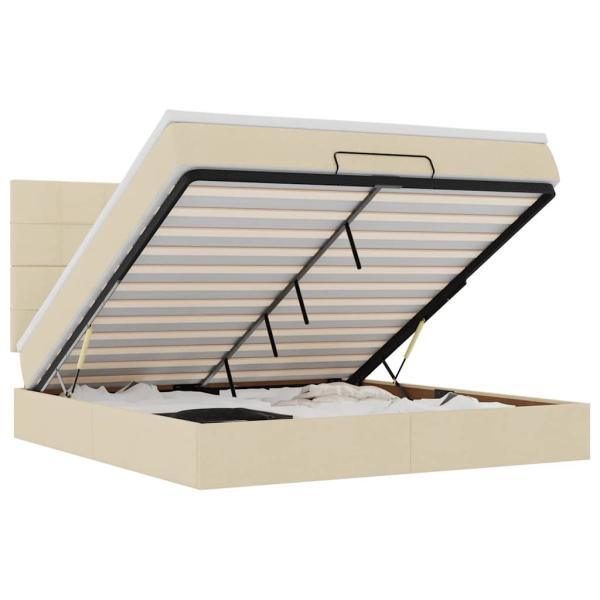 Ottoman-Bett mit Matratze Creme 180x200 cm Stoff