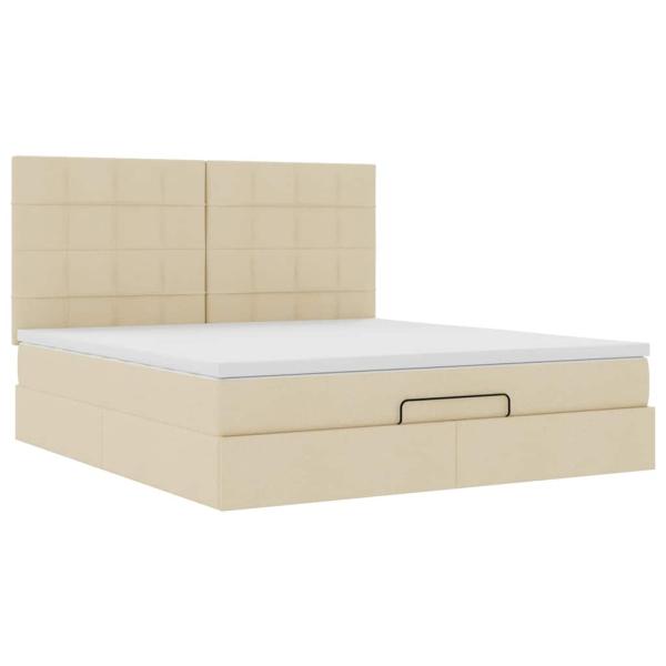 Ottoman-Bett mit Matratze Creme 180x200 cm Stoff