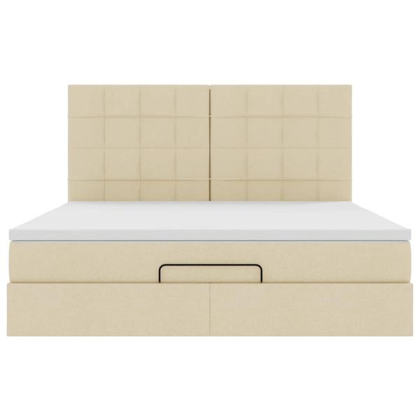 Ottoman-Bett mit Matratze Creme 180x200 cm Stoff