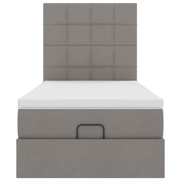 Ottoman-Bett mit Matratze Taupe 100x200 cm Stoff
