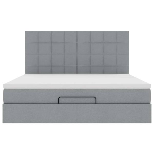 Ottoman-Bett mit Matratze Hellgrau 160x200 cm Stoff
