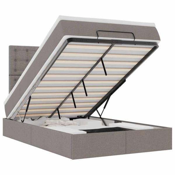 Ottoman-Bett mit Matratze Taupe 120x190 cm Stoff
