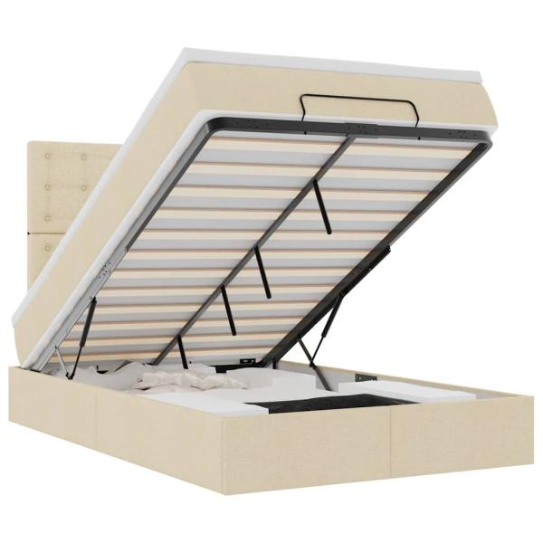 Ottoman-Bett mit Matratze Creme 120x200 cm Stoff