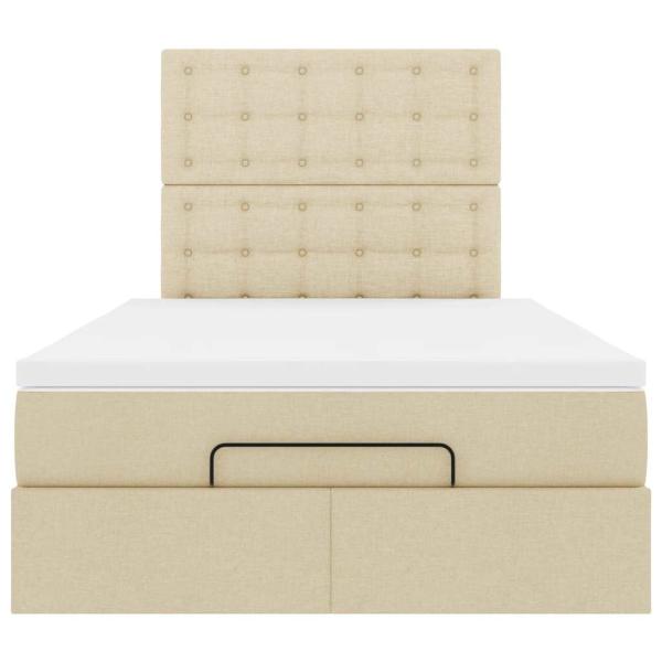 Ottoman-Bett mit Matratze Creme 120x200 cm Stoff