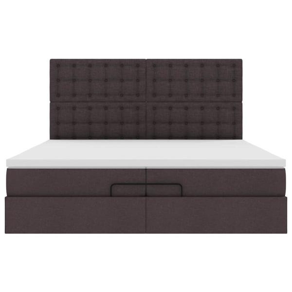 ARDEBO.de - Ottoman-Bett mit Matratzen Dunkelbraun 200x200 cm Stoff