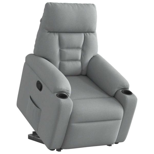 Relaxsessel mit Aufstehhilfe Hellgrau Stoff