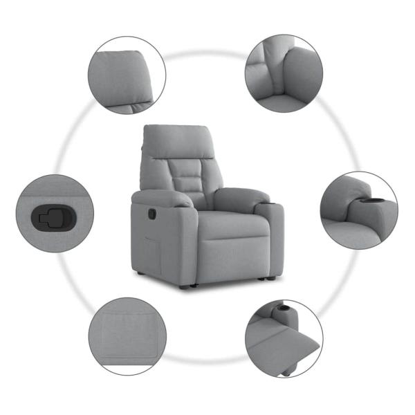 Relaxsessel mit Aufstehhilfe Hellgrau Stoff