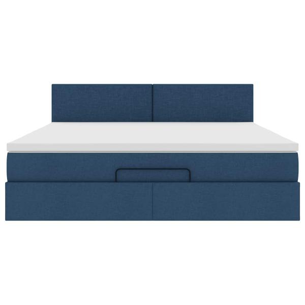 Ottoman-Bett mit Matratze Blau 180x200 cm Stoff