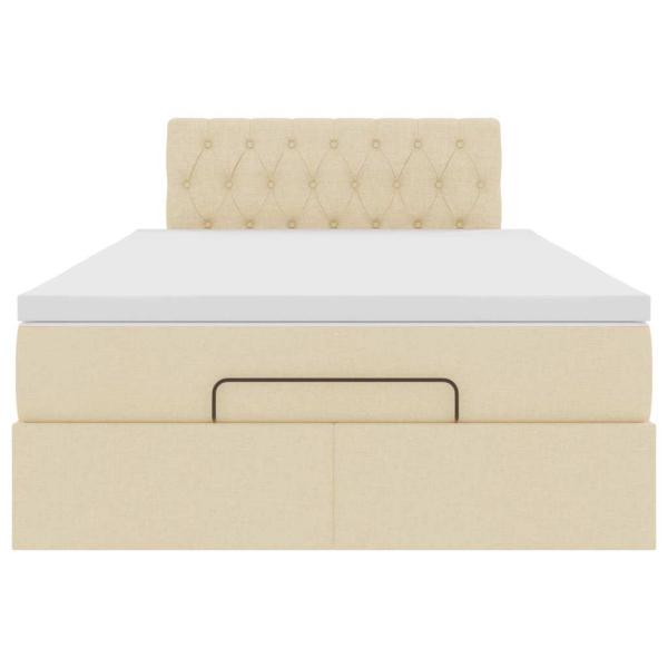 Ottoman-Bett mit Matratze Creme 120x190 cm Stoff