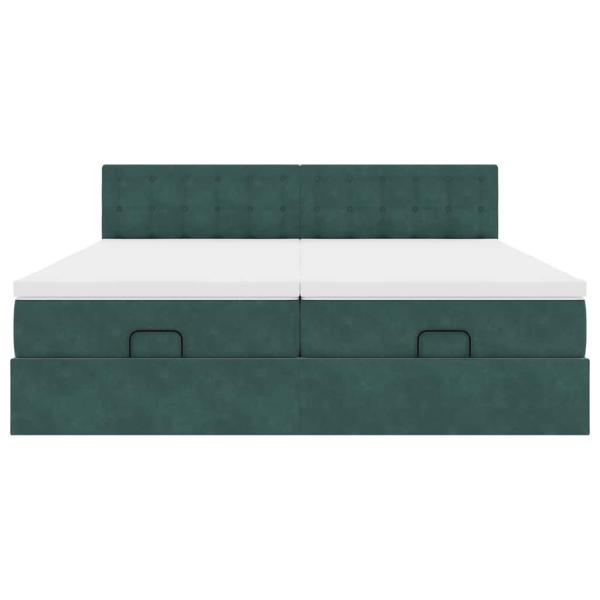 ARDEBO.de - Ottoman-Bett mit Matratzen Dunkelgrün 200x200 cm Samt