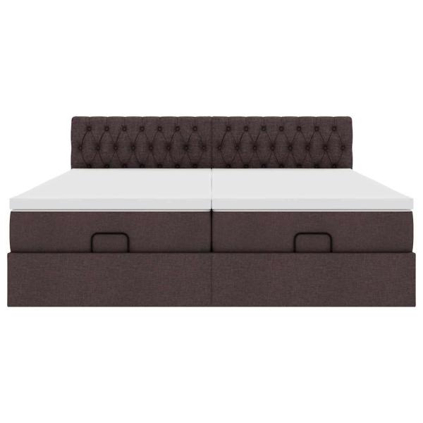 Ottoman-Bett mit Matratzen Dunkelbraun 200x200 cm Stoff