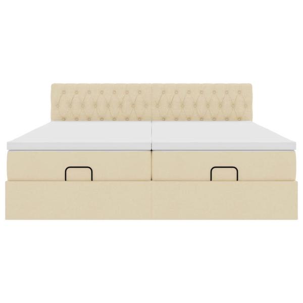 Ottoman-Bett mit Matratzen & LEDs Creme 200x200 cm Stoff