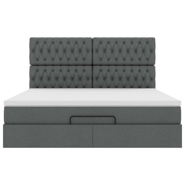 Ottoman-Bett mit Matratze Dunkelgrau 160x200 cm Stoff