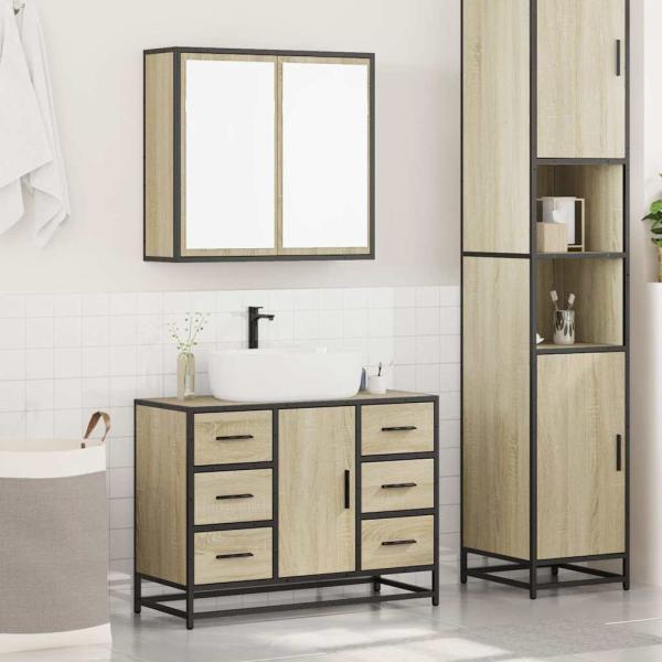ARDEBO.de - 2-tlg. Badmöbel-Set Sonoma-Eiche Holzwerkstoff