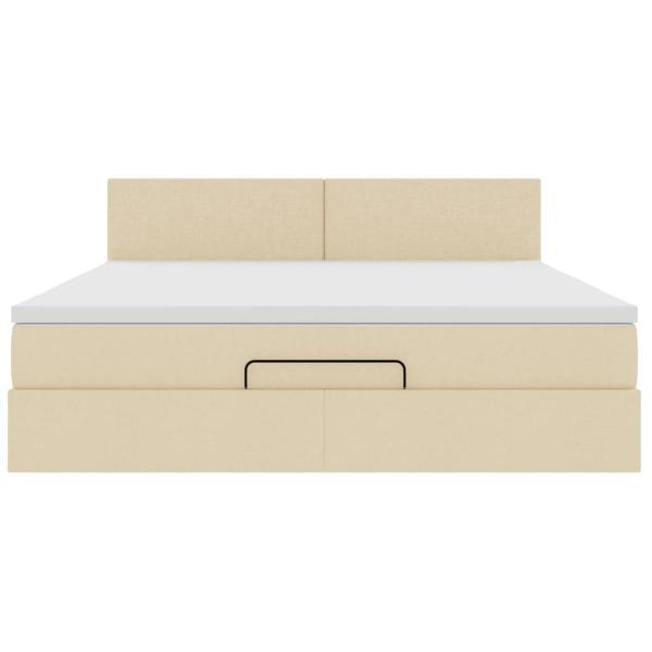 Ottoman-Bett mit Matratze Creme 160x200 cm Stoff