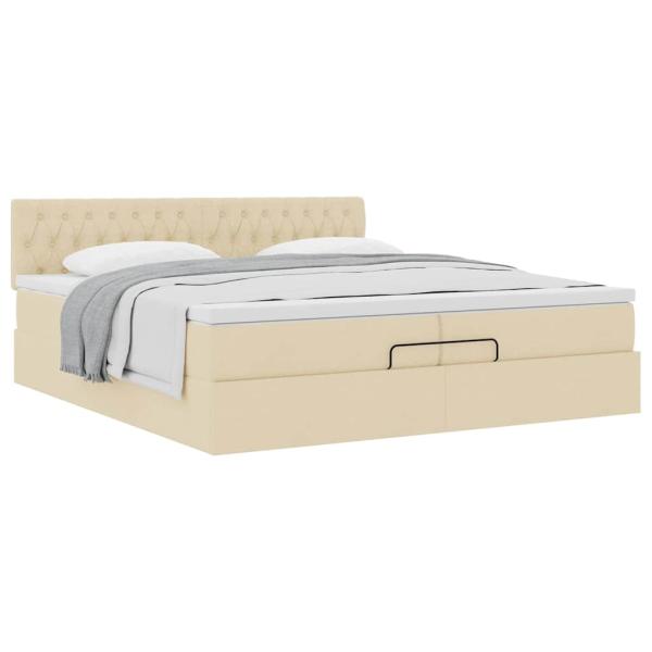 Ottoman-Bett mit Matratze Creme 200x200 cm Stoff