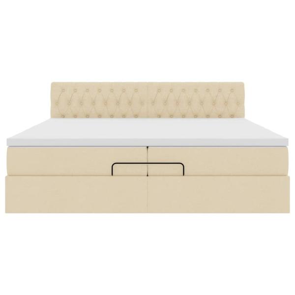 Ottoman-Bett mit Matratze Creme 200x200 cm Stoff