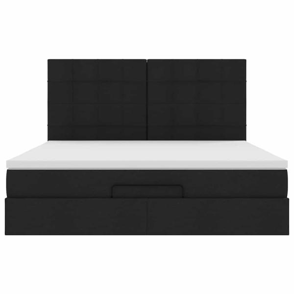 Ottoman-Bett mit Matratze Schwarz 180x200 cm Stoff