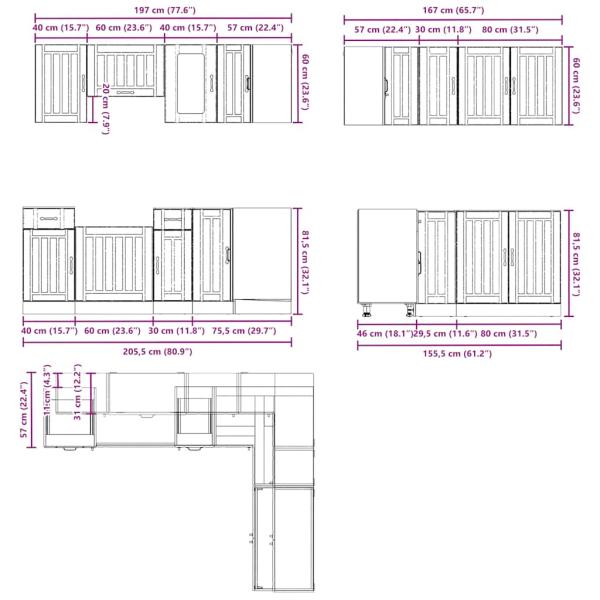 11-tlg. Küchenschrank-Set Kalmar Artisan-Eiche Holzwerkstoff
