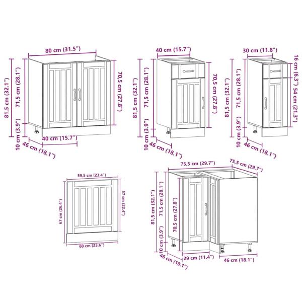 11-tlg. Küchenschrank-Set Kalmar Artisan-Eiche Holzwerkstoff
