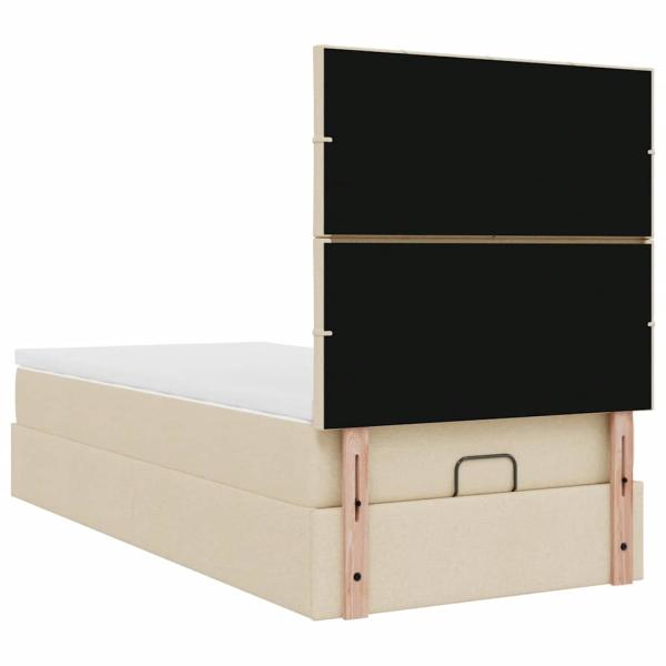 Ottoman-Bett mit Matratze Creme 90x190 cm Stoff