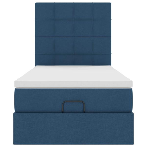 ARDEBO.de - Ottoman-Bett mit Matratze Blau 100x200 cm Stoff