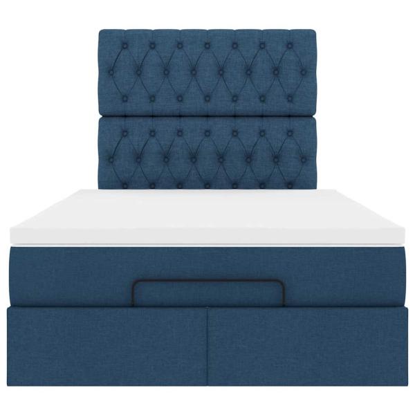 Ottoman-Bett mit Matratze Blau 120x200 cm Stoff