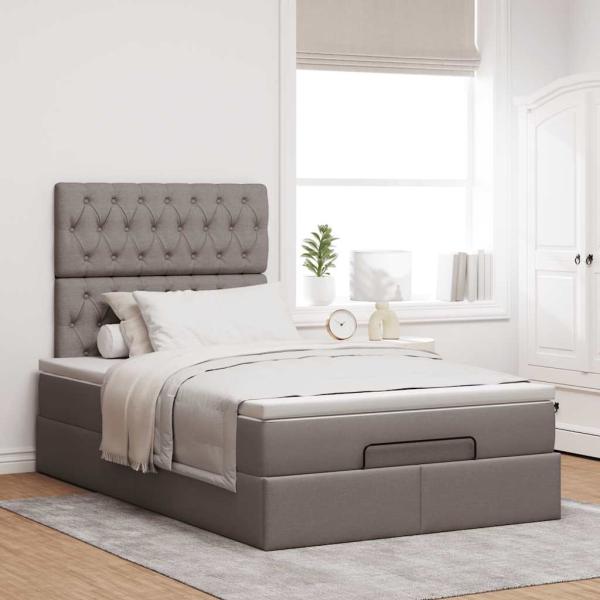 Ottoman-Bett mit Matratze Taupe 120x200 cm Stoff