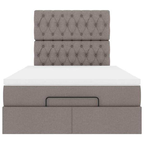 Ottoman-Bett mit Matratze Taupe 120x200 cm Stoff