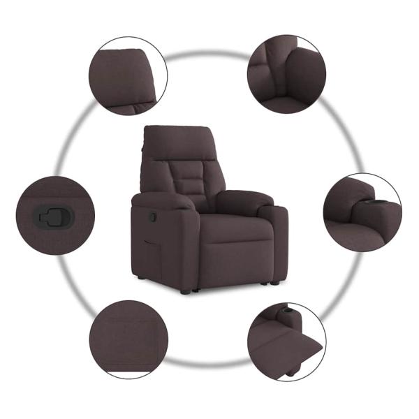 Relaxsessel mit Aufstehhilfe Dunkelbraun Stoff