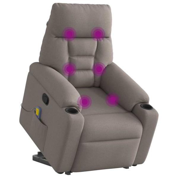 Massagesessel mit Aufstehhilfe Taupe Stoff