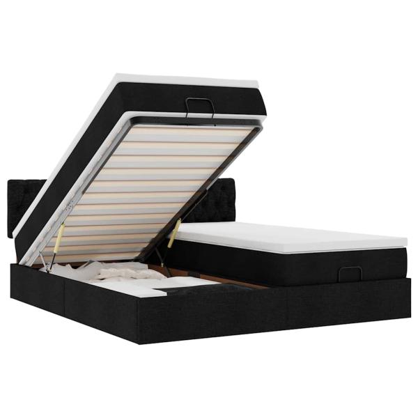 Ottoman-Bett mit Matratzen Schwarz 200x200 cm Stoff