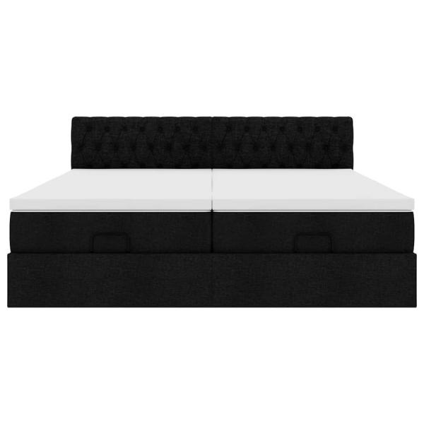 Ottoman-Bett mit Matratzen Schwarz 200x200 cm Stoff