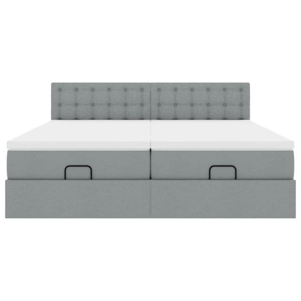Ottoman-Bett mit Matratzen Hellgrau 160x200 cm Stoff