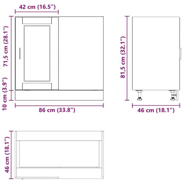 Küchenunterschrank Porto Grau Sonoma Holzwerkstoff