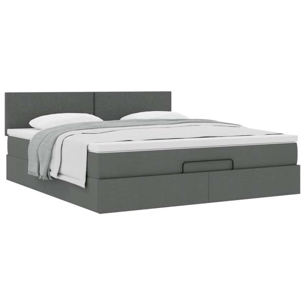 Ottoman-Bett mit Matratze Dunkelgrau 160x200 cm Stoff