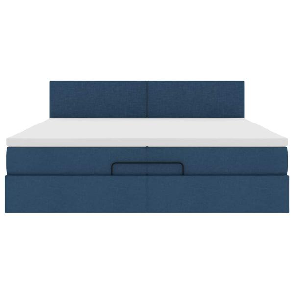 Ottoman-Bett mit Matratze Blau 200x200 cm Stoff