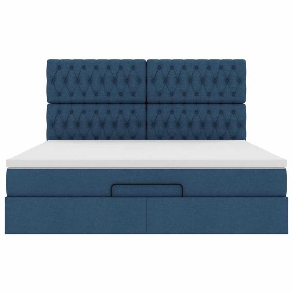 Ottoman-Bett mit Matratze Blau 160x200 cm Stoff